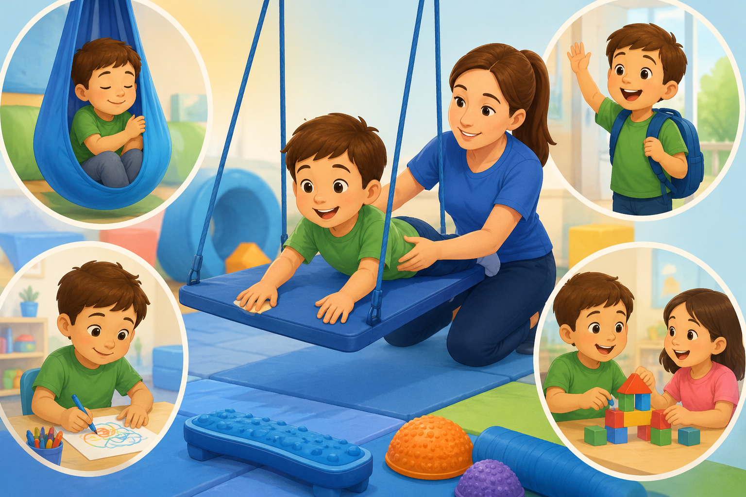 T3 Clinic child enjoying sensory integration therapy with playful activities to improve daily life skills and development 